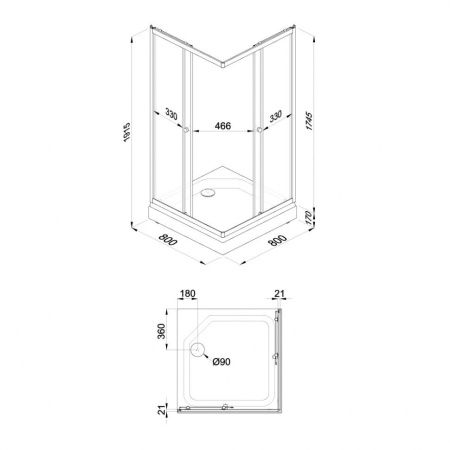 Душевой уголок Тритон Стандарт Щ0000071051 80х80 стекло матовое профиль белый с поддоном