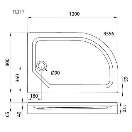 Душевой поддон акриловый Тритон Щ0000038230 120х80 белый с каркасом