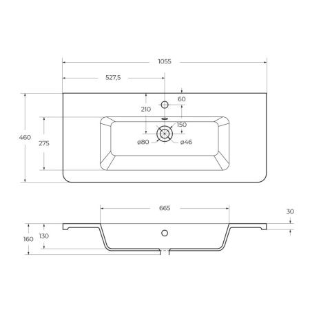 Раковина керамическая BelBagno Urban 12105-KL 110х50 накладная цвет белый 1 отверстие под смеситель
