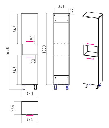 Шкаф-пенал Misty Крафт П-Кра-05035-01Пр 36х29х155 напольный