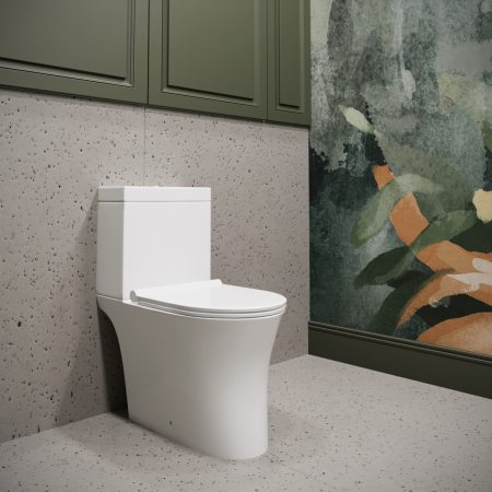 Унитаз-компакт напольный с бачком Stella Polar Ронда SP-00001877 белый с сиденьем микролифт безободковый смыв воронка-водоворот