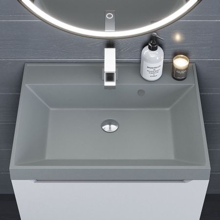 Раковина из искусственного камня Uperwood Classic Quartz 291030015 60х50 полувстраиваемая цвет серый
