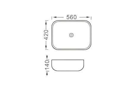 Раковина из сантехнического фарфора Aquatek AQ5526-MB 60х40 накладная цвет черный без отверстий под смеситель