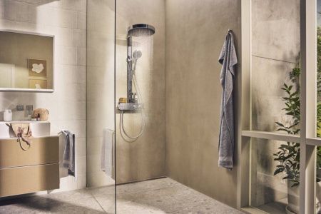 Душевая стойка Hansgrohe Rainfinity Showerpipe 360 26853000 настенная цвет хром с термостатом