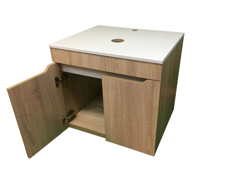 Тумба под раковину Sintesi STL.W7021 60х55х50 подвесная цвет белый/коричневый - фото 2