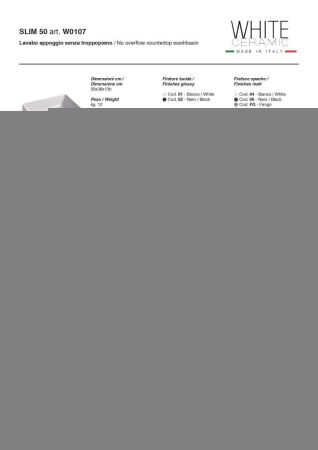 Раковина керамическая White Ceramic Slim W010701 50х40 накладная цвет белый