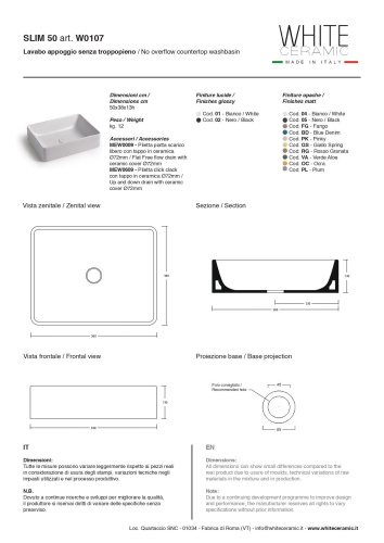 Раковина White Ceramic Slim 50 см W010705 накладная цвет черный матовый - фото 2