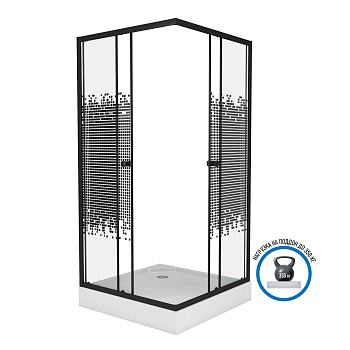 Душевой уголок Niagara Eco _0101452QB 100х100 стекло с рисунком профиль черный с поддоном