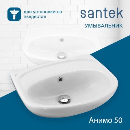 Раковина из сантехнического фарфора Santek Анимо 1WH110493 50х40 подвесная цвет белый