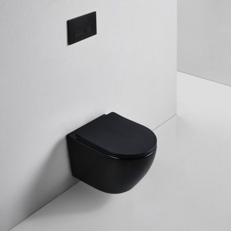 Унитаз подвесной Bond Oval F01-108 черный с сиденьем микролифт безободковый душевой смыв