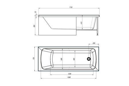 Ванна акриловая Royal Bath Vienna RB953506 175х70 пристенная прямоугольная