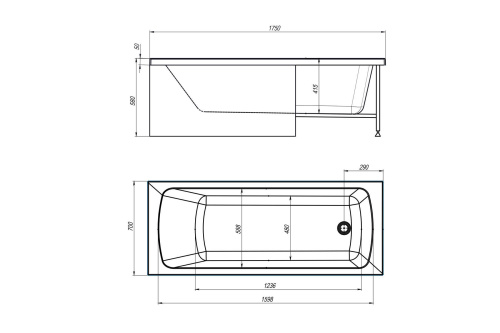 Ванна акриловая Royal Bath Vienna RB953506 175x70 пристенная прямоугольная - фото 4