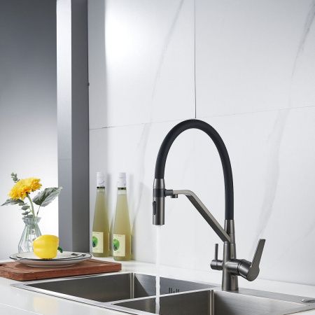 Смеситель для кухни Shevanik S278T на мойку оружейная сталь