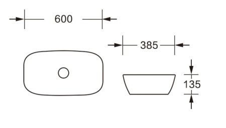 Раковина из сантехнического фарфора Cerutti SPA CR0063 60х40 накладная цвет белый без отверстий под смеситель