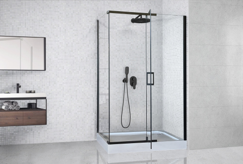 Душевой уголок Royal Bath HPV RB8120HPV-T-BL 120х120 стекло прозрачное профиль черный с поддоном - фото 2
