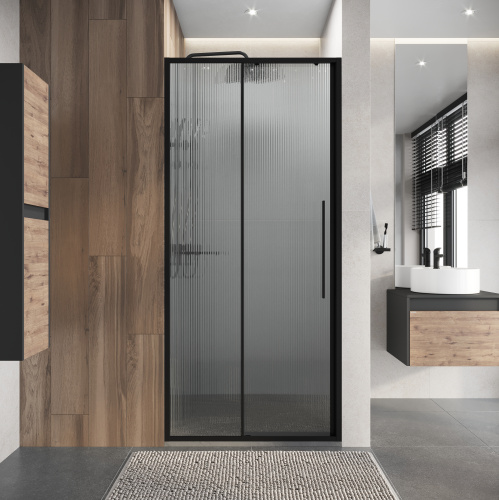 Душевая дверь Niagara Nova NG-84-L9FHB 90х195 стекло рифленое профиль черный матовый - фото 4