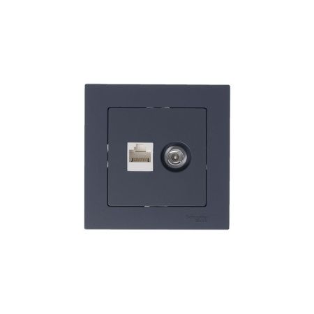 Розетка двойная комп+ТВ, RJ45+TV Systeme Electric AtlasDesign (АтласДесигн) ATN000789