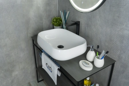 Раковина керамическая Gid Geométrico 51135 60х40 накладная цвет белый без отверстий под смеситель