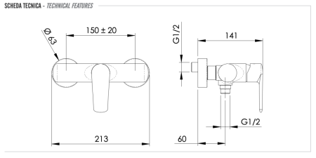 Смеситель для душа Remer Vanity V33 настенный хром
