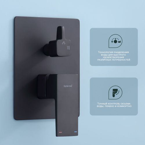 Душевая система Splenka S01.27.06 встраиваемая в стену цвет черный - фото 5