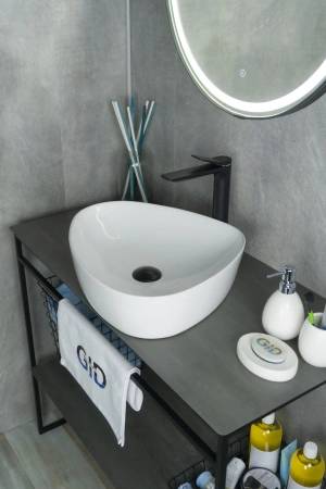 Раковина керамическая Gid Creativo 51139 50х40 накладная цвет белый без отверстий под смеситель