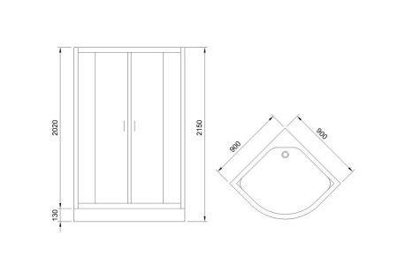 Душевая кабина Royal Bath FATO RB90HK-TG-BL FATO 90х90 четверть круга с крышей ориентация универсальная