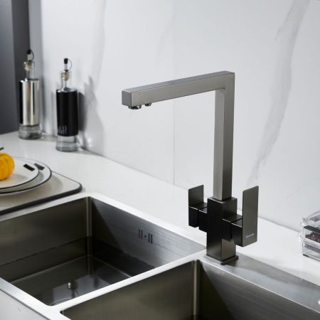 Смеситель для кухни Shevanik S148T на мойку оружейная сталь