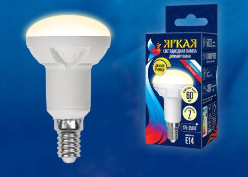Лампа светодиодная диммируемая Uniel LED-R50 7W/4000K/E14/FR/DIM PLP01WH картон - фото 2