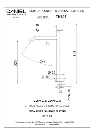 Смеситель Daniel Tokyo TX607-DO на столешницу золото