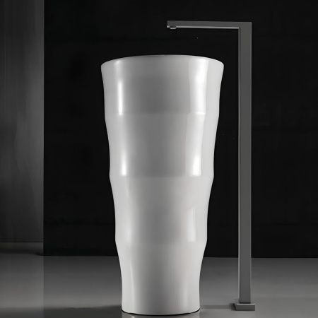 Раковина из сантехнического фарфора Cerutti SPA CT7834 40х40 напольная цвет белый без отверстий под смеситель