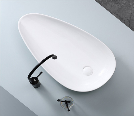 Раковина из санфаянса CeramaLux 7862 76х42 накладная цвет белый