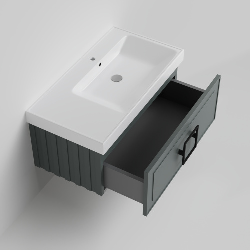 Тумба с раковиной La Fenice CUBO NFNC-01-CUB-G-90-3-90R 91х36х49 подвесная цвет серо-зеленый - фото 2