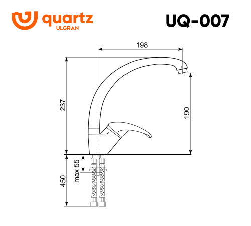Смеситель для кухни Ulgran Quartz UQ-007-09 на раковину асфальт без термостата - фото 2
