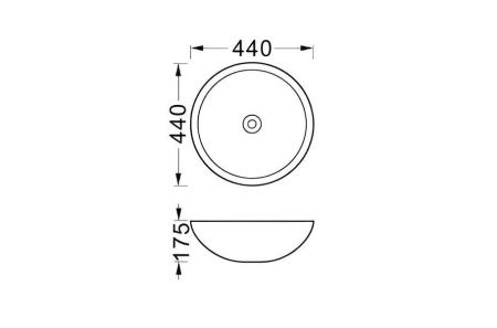 Раковина из сантехнического фарфора Aquatek AQ5354-MB 40х40 накладная цвет черный без отверстий под смеситель