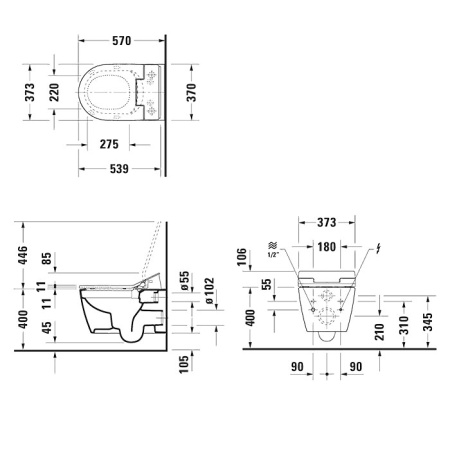Чаша унитаза-биде подвесная Duravit ME by Starck SensoWash 2529592000 цвет белый без сиденья