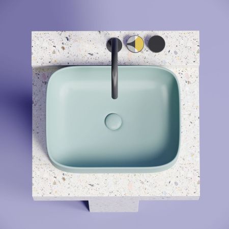 Раковина из сантехнического фарфора Ceramica Nova ELEMENT CN6052MLG 50х40 накладная цвет зеленый без отверстий под смеситель