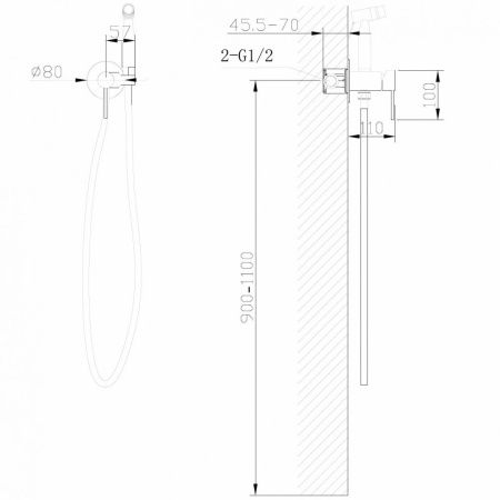 Гигиенический душ со смесителем Abber Wasser Kreis AF8125G золото