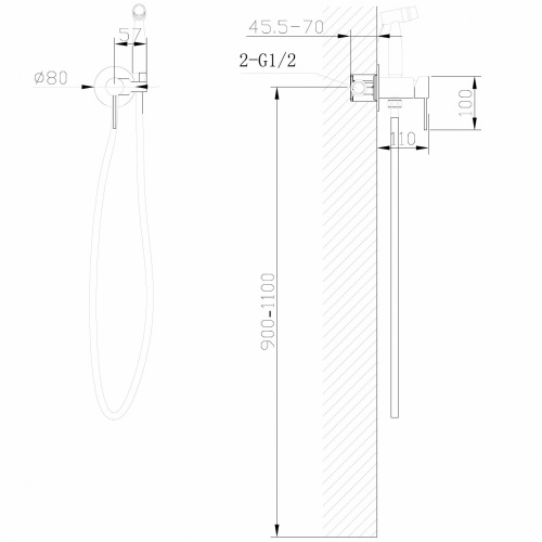 Гигиенический душ со смесителем ABBER Wasser Kreis AF8125G золото матовое - фото 4