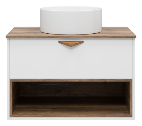 Тумба под раковину Brevita Bergen BER-07080-19-01-1Я 80х48х52 подвесная цвет белый/коричневый - фото 3