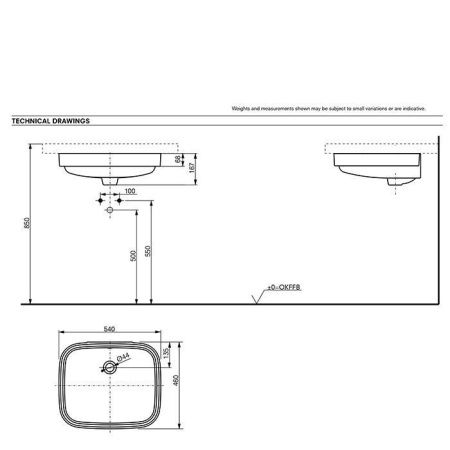 Раковина керамическая Toto Public LW765Y#XW 50 см встраиваемая цвет белый без отверстий под смеситель