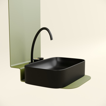 Раковина из сантехнического фарфора Ceramica Nova ELEMENT CN6053MB 61х38 накладная цвет черный матовый без отверстий под смеситель