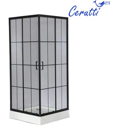 Душевой уголок Cerutti SPA MUZA90 90х90 стекло прозрачное с рисунком профиль черный без поддона