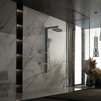 Душевая стойка Vincea Inspire VSFS-3I11GM настенная цвет вороненая сталь