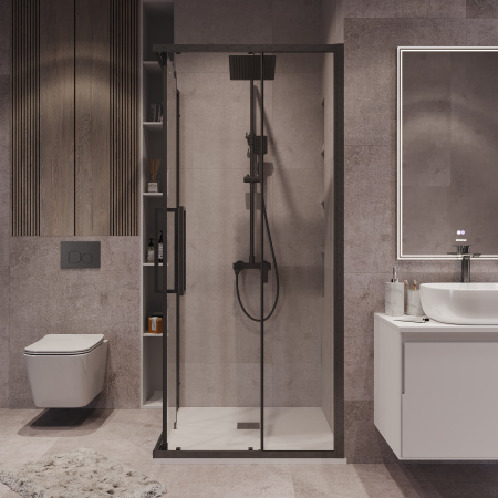 Душевой уголок Grossman Cosmo 300.K33.02.1010.42.00 100х100 стекло прозрачное профиль графит матовый без поддона