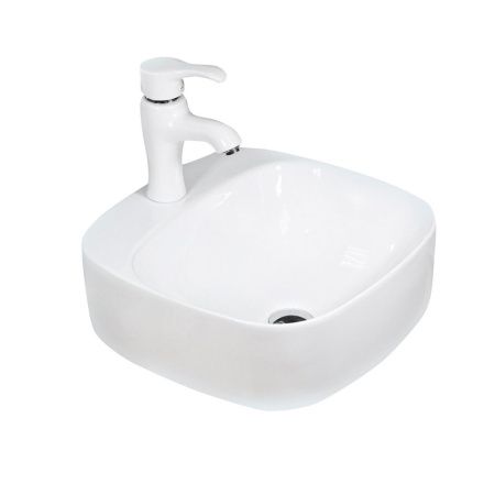 Раковина из сантехнического фарфора Melana 320306-805 40х40 накладная цвет белый 1 отверстие под смеситель