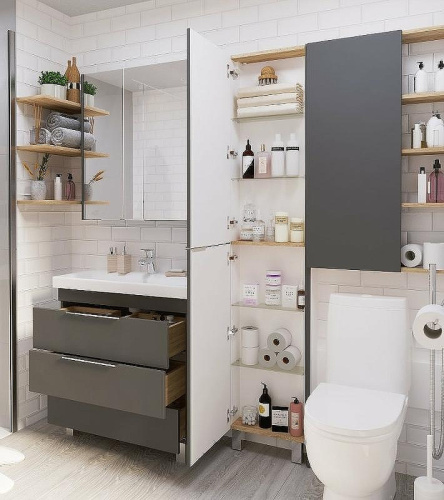 Шкаф-пенал 1MarKa Gaula У92552 40х15х190 напольный цвет черный - фото 4