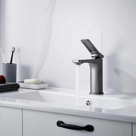 Смеситель Shevanik S4601T на раковину оружейная сталь