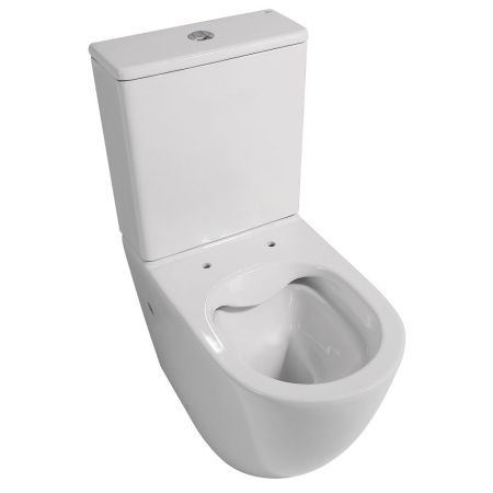 Унитаз напольный с бачком Abber Bequem AC1110 белый с сиденьем безободковый каскадный смыв