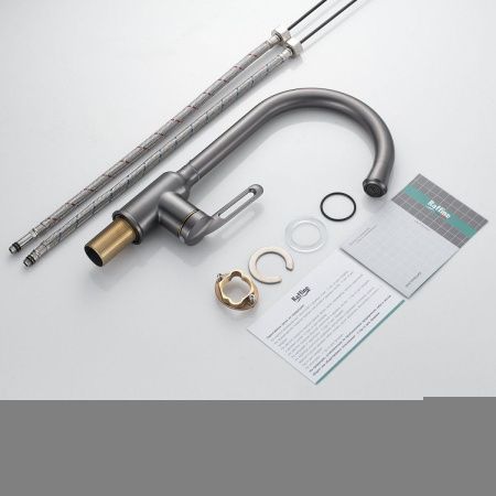 Смеситель для кухни Raffine F103T на мойку оружейная сталь