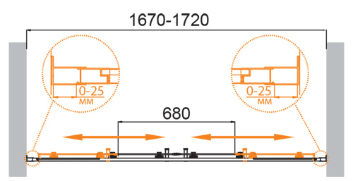 Душевая дверь Cezares MOLVENO MOLVENO-BF-2-170-C-BORO-IV 170х195 стекло прозрачное профиль золото брашированное - фото 5